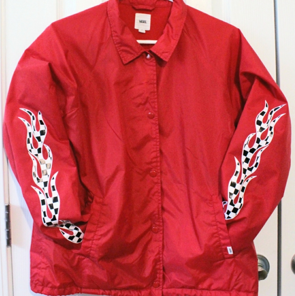 Vans Checkerboard Red Flames Coaches Jacket